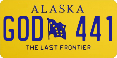 AK license plate GOD441