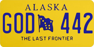 AK license plate GOD442
