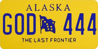 AK license plate GOD444