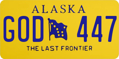 AK license plate GOD447