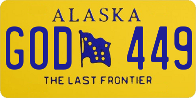 AK license plate GOD449