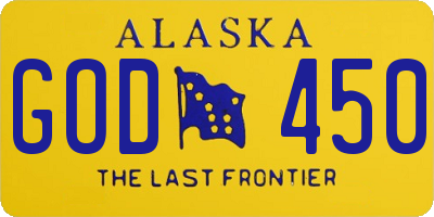 AK license plate GOD450