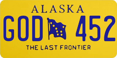 AK license plate GOD452