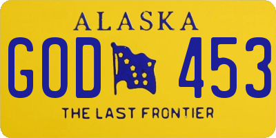 AK license plate GOD453