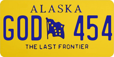 AK license plate GOD454