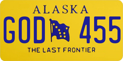 AK license plate GOD455