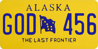 AK license plate GOD456
