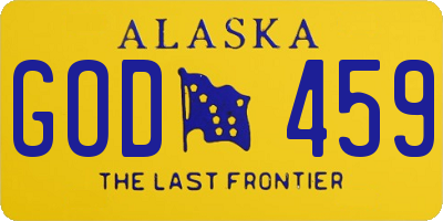 AK license plate GOD459
