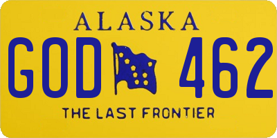AK license plate GOD462