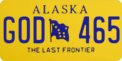 AK license plate GOD465