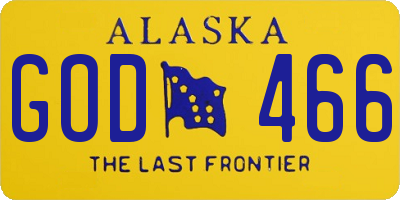 AK license plate GOD466