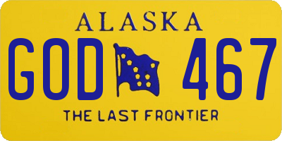 AK license plate GOD467
