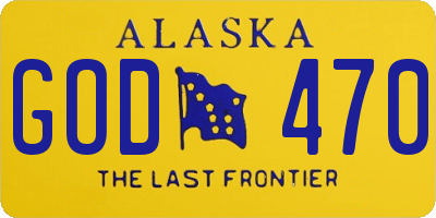 AK license plate GOD470