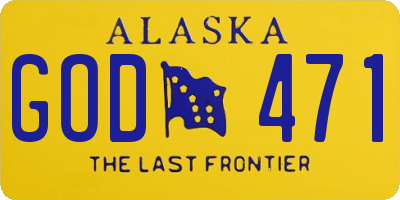 AK license plate GOD471
