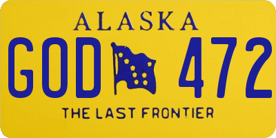 AK license plate GOD472