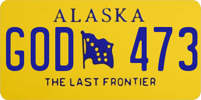AK license plate GOD473