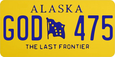 AK license plate GOD475