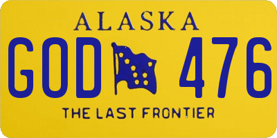 AK license plate GOD476
