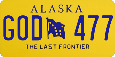 AK license plate GOD477