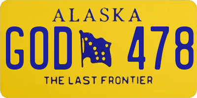 AK license plate GOD478
