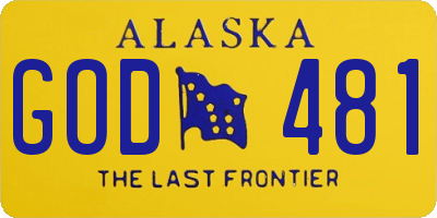 AK license plate GOD481