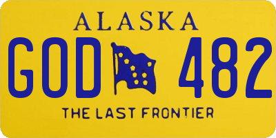AK license plate GOD482