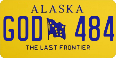 AK license plate GOD484