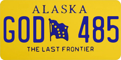 AK license plate GOD485