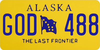 AK license plate GOD488