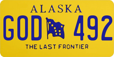 AK license plate GOD492
