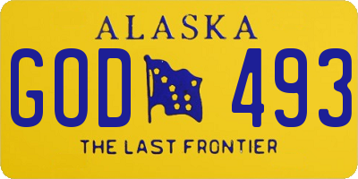 AK license plate GOD493