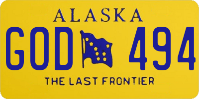 AK license plate GOD494