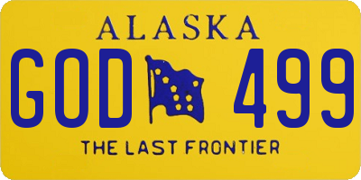 AK license plate GOD499