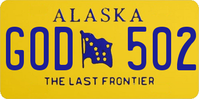 AK license plate GOD502