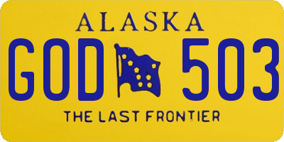 AK license plate GOD503
