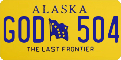 AK license plate GOD504