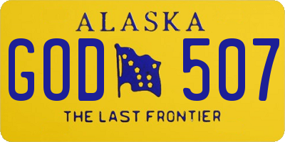 AK license plate GOD507