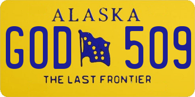 AK license plate GOD509