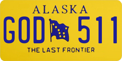 AK license plate GOD511