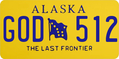 AK license plate GOD512