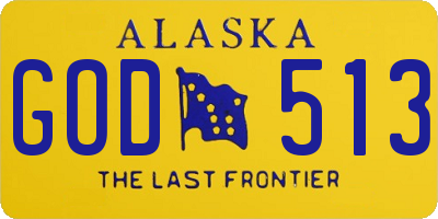 AK license plate GOD513