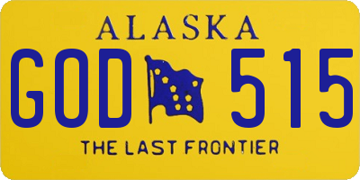 AK license plate GOD515