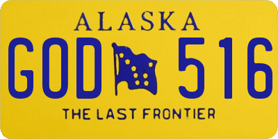 AK license plate GOD516
