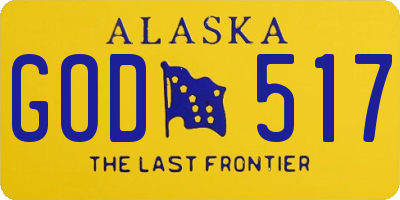 AK license plate GOD517