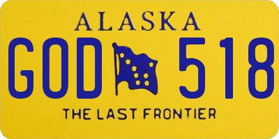 AK license plate GOD518