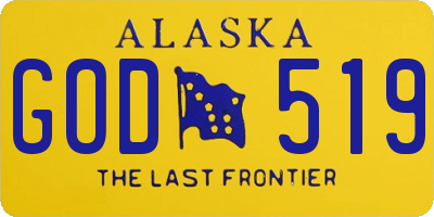 AK license plate GOD519
