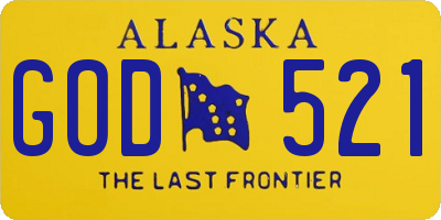 AK license plate GOD521