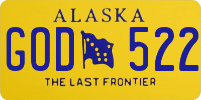 AK license plate GOD522