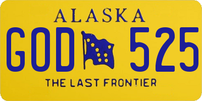 AK license plate GOD525