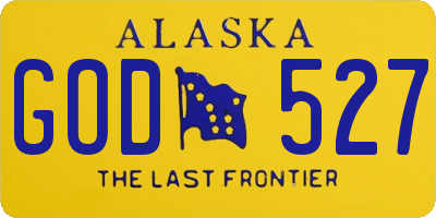 AK license plate GOD527
